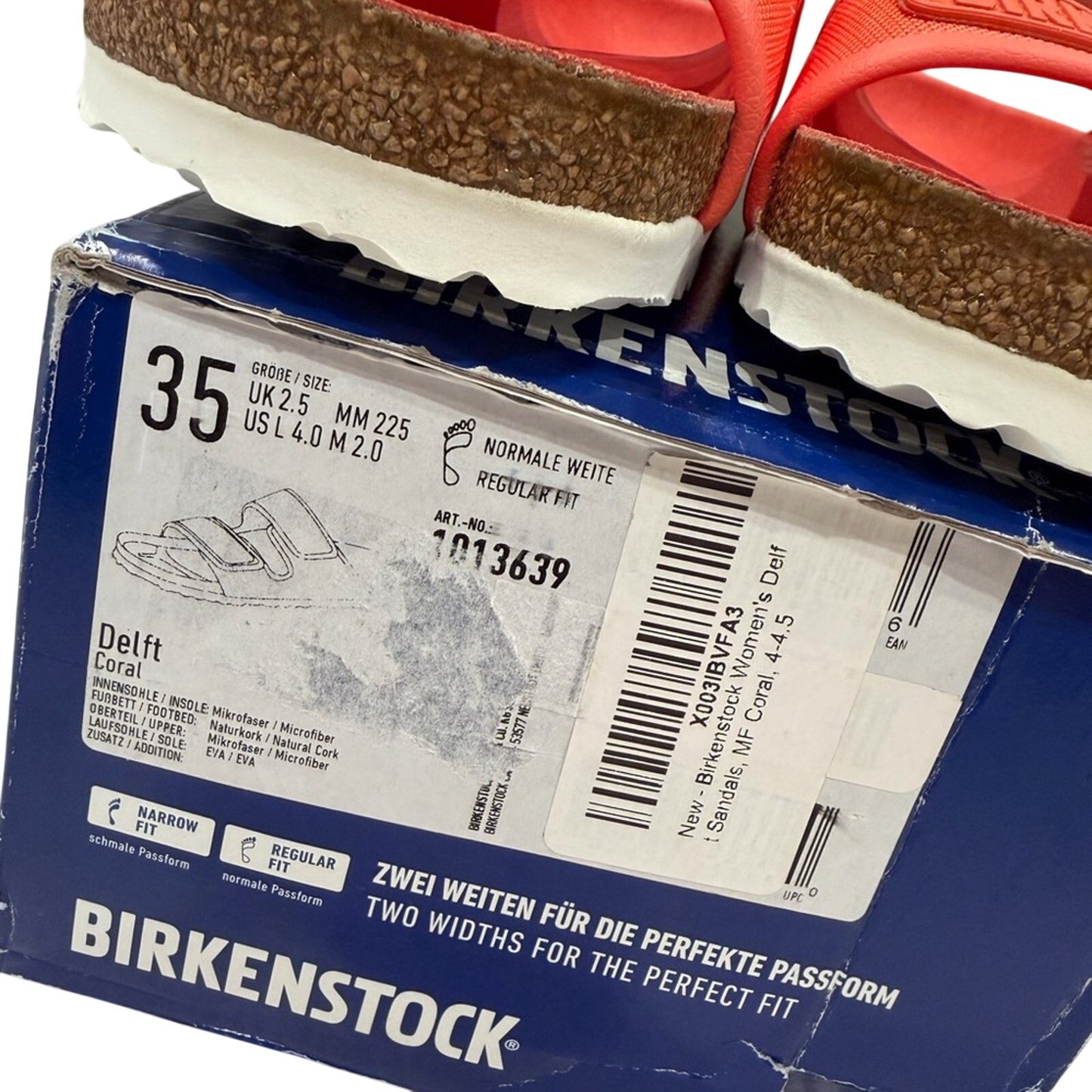 Birkenstock Delft Coral Double Strap Microfiber Sandals Size EU Woman 35