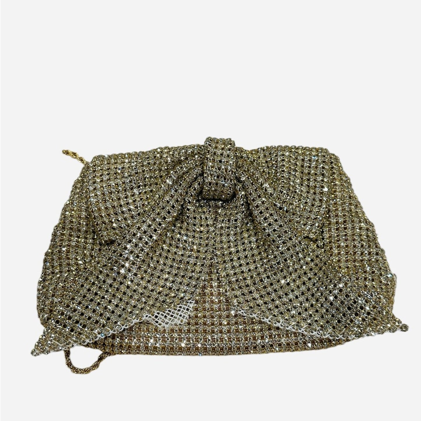 Loeffler Randall Jolene Gold Diamanté Bow Clutch