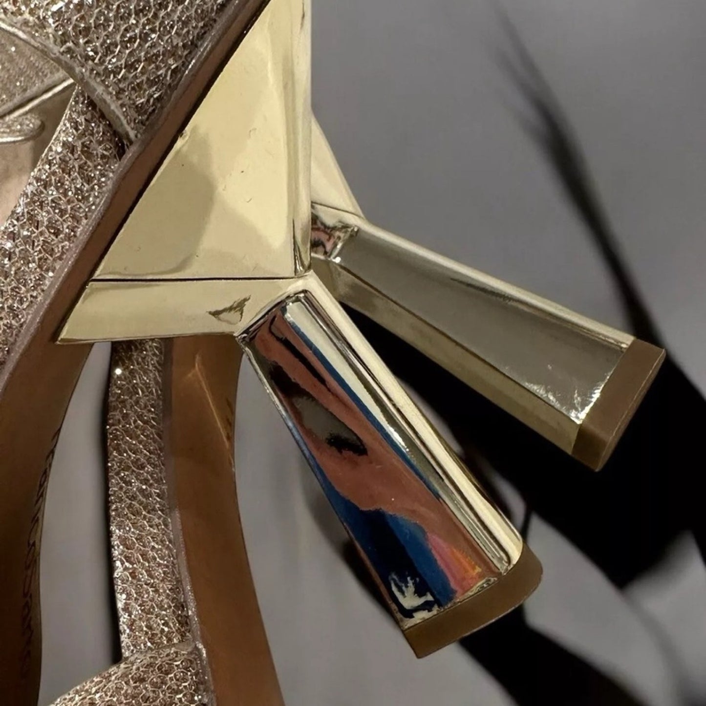 Franco Sarto Rania 2 Glitter Gold Ankle Strap Square Toe Heeled Sandals Sz 7