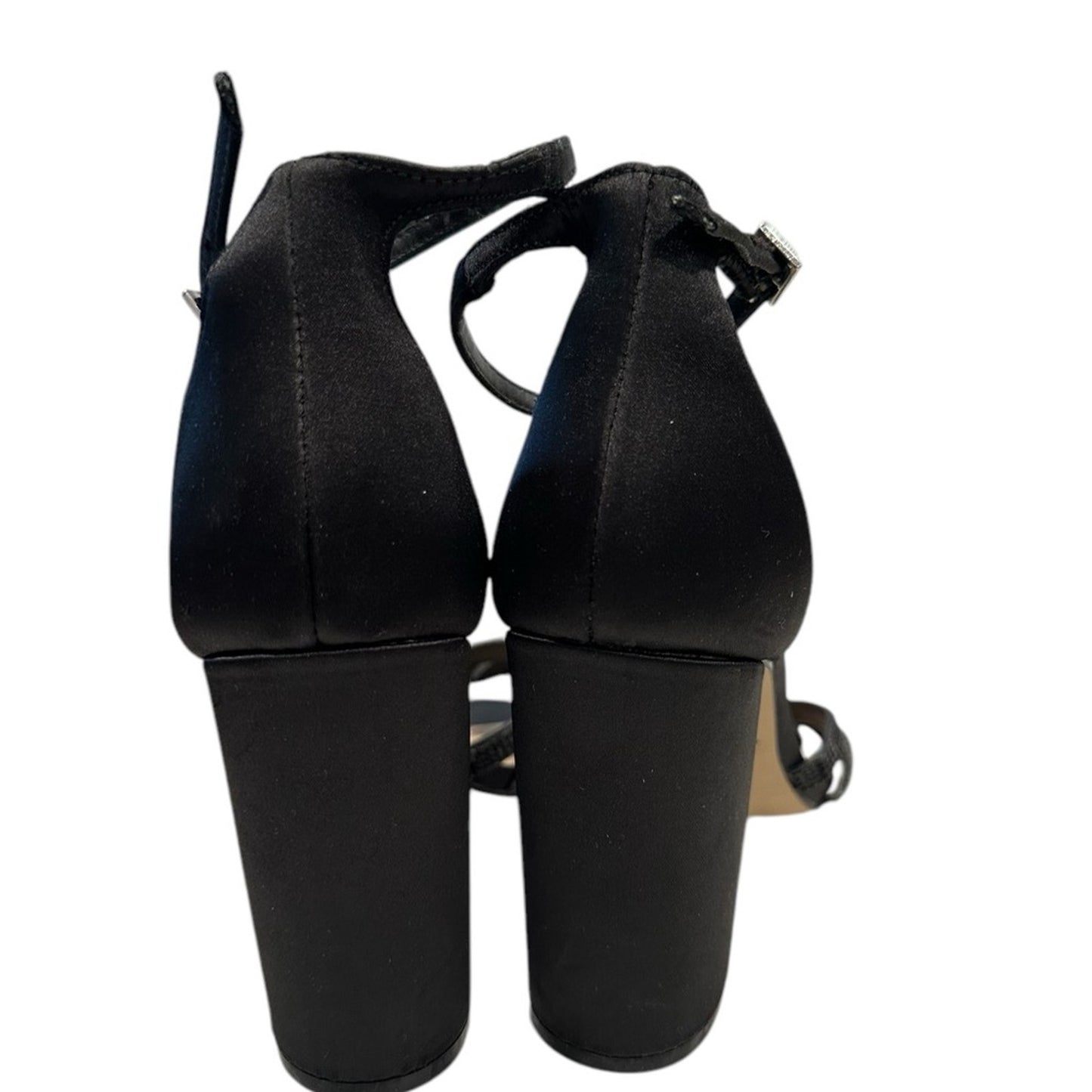Jewel Badgley Mischka Black Strappy Heels Rhinestone Evening Sandals Designer