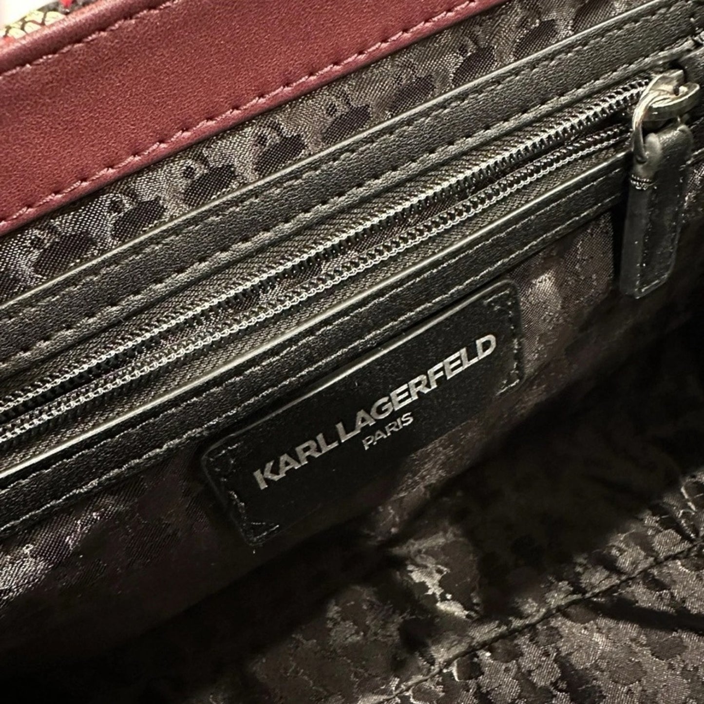 Karl Lagerfeld Paris Agyness Tweed Crossbody Flap Bag – NWT Convertible Chain Strap | Wine Navy Luxury Handbag